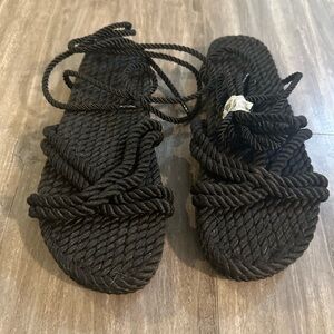 Black lace up rope sandals (size 9)
